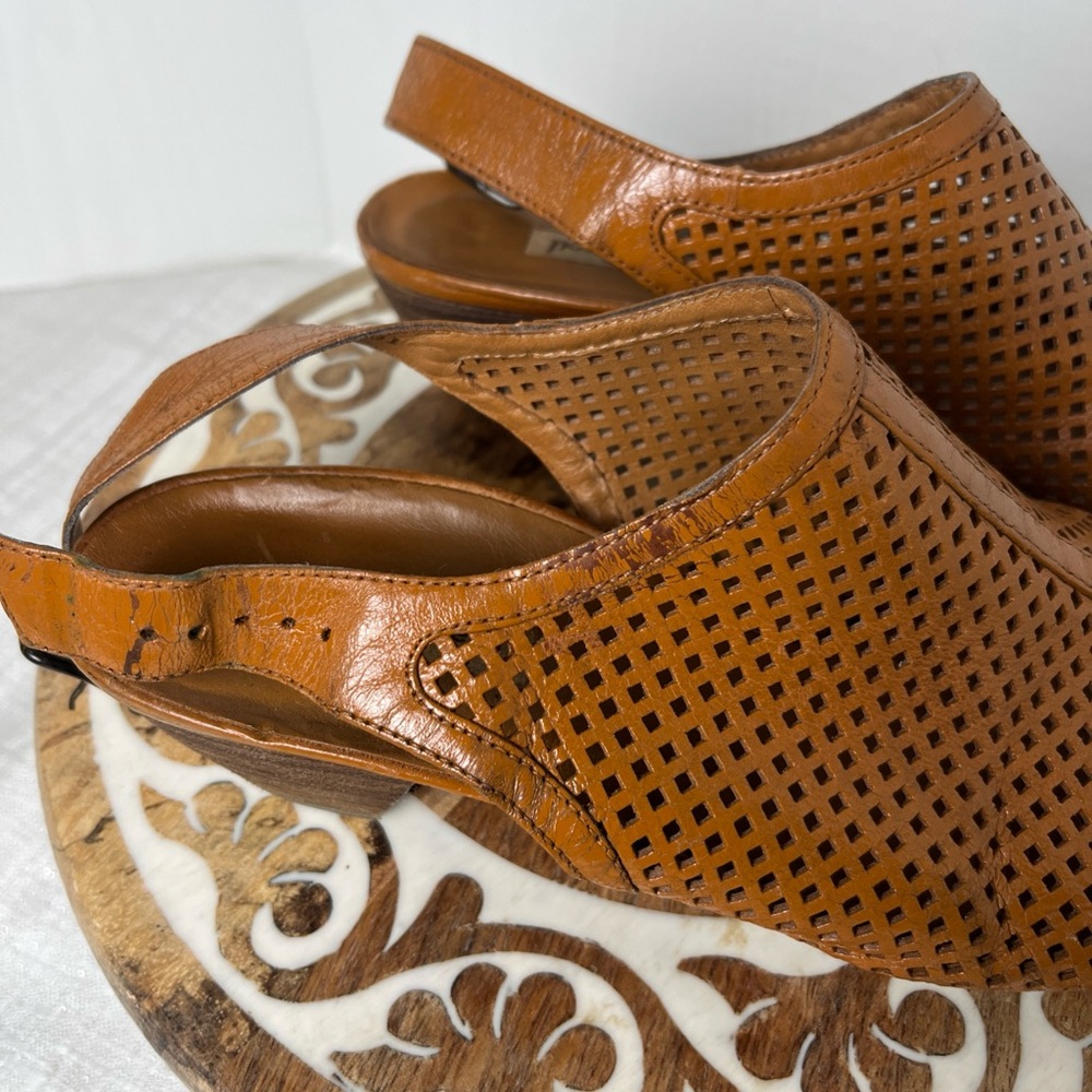 Paul Green Lois Slingback Perforated Leather Sandal Cognac Open Toe 6 UK 8.5 US - Picture 10 of 15
